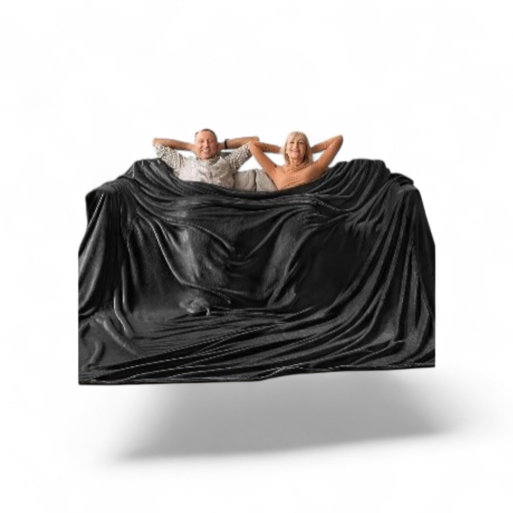 Black Plush Throw Blanket - Soft Cozy Sofa Blanket